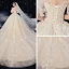 Style Victorien Ivoire La Mariée Robe De Mariée 2020 Robe Boule De l'épaule Gonflée Manches Courtes Dos Nu Fleur Appliques En Dentelle Perlage Cathedral Train Volants