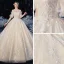 Style Victorien Ivoire La Mariée Robe De Mariée 2020 Robe Boule De l'épaule Gonflée Manches Courtes Dos Nu Fleur Appliques En Dentelle Perlage Cathedral Train Volants