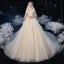 Vintage / Originale Ivoire La Mariée Robe De Mariée 2020 Princesse Transparentes Col Haut Sans Manches Dos Nu Appliques En Dentelle Perlage Chapel Train Volants