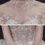 Luxe Champagne La Mariée Robe De Mariée 2020 Robe Boule Transparentes Col Haut 3/4 Manches Dos Nu Appliques En Dentelle Paillettes Perlage Royal Train Volants