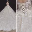 Luxe Champagne La Mariée Robe De Mariée 2020 Robe Boule Transparentes Col Haut 3/4 Manches Dos Nu Appliques En Dentelle Paillettes Perlage Royal Train Volants