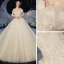 Romantic Champagne Bridal Wedding Dresses 2020 Ball Gown Off-The-Shoulder Short Sleeve Backless Glitter Tulle Appliques Lace Beading Cathedral Train Ruffle