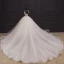 Luxury / Gorgeous Ivory Bridal Wedding Dresses 2020 Ball Gown See-through Scoop Neck Short Sleeve Backless Glitter Tulle Beading Cathedral Train Ruffle