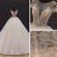 Luxury / Gorgeous Ivory Bridal Wedding Dresses 2020 Ball Gown See-through Scoop Neck Short Sleeve Backless Glitter Tulle Beading Cathedral Train Ruffle