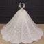 Luxury / Gorgeous Champagne Bridal Wedding Dresses 2020 Ball Gown See-through High Neck Short Sleeve Backless Appliques Lace Handmade Beading Chapel Train Ruffle