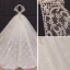 Luxury / Gorgeous Champagne Bridal Wedding Dresses 2020 Ball Gown See-through High Neck Short Sleeve Backless Appliques Lace Handmade Beading Chapel Train Ruffle