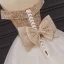 Luxury / Gorgeous Champagne Bridal Wedding Dresses 2020 Ball Gown Off-The-Shoulder Short Sleeve Backless Handmade  Beading Glitter Tulle Chapel Train Ruffle