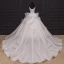 Luxus / Herrlich Champagner Hochzeits Brautkleider / Hochzeitskleider 2020 Ballkleid Spaghettiträger Kurze Ärmel Rückenfreies Applikationen Spitze Perlenstickerei Kapelle-Schleppe Rüschen