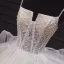 Luxus / Herrlich Champagner Hochzeits Brautkleider / Hochzeitskleider 2020 Ballkleid Spaghettiträger Kurze Ärmel Rückenfreies Applikationen Spitze Perlenstickerei Kapelle-Schleppe Rüschen