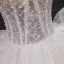 Luxus / Herrlich Champagner Hochzeits Brautkleider / Hochzeitskleider 2020 Ballkleid Spaghettiträger Kurze Ärmel Rückenfreies Applikationen Spitze Perlenstickerei Kapelle-Schleppe Rüschen