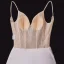 Luxury / Gorgeous Champagne Bridal Wedding Dresses 2020 Ball Gown Spaghetti Straps Sleeveless Backless Handmade  Beading Pearl Ruffle Chapel Train