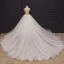 Luxury / Gorgeous Champagne Bridal Wedding Dresses 2020 Ball Gown See-through Scoop Neck Short Sleeve Backless Handmade  Beading Chapel Train Ruffle