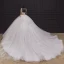 Illusion Ivory Bridal Wedding Dresses 2020 Ball Gown See-through Scoop Neck Long Sleeve Backless Handmade  Beading Cathedral Train Ruffle