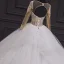Illusion Ivory Bridal Wedding Dresses 2020 Ball Gown See-through Scoop Neck Long Sleeve Backless Handmade  Beading Cathedral Train Ruffle