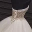 Luksus Champagne Bryllups Brudekjoler 2020 Ballkjole Kjæreste Uten Ermer Ryggløse Beading Chapel Train Gripende Ruffles