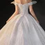 Romantic White Bridal Wedding Dresses 2020 Ball Gown Off-The-Shoulder Short Sleeve Backless Beading Glitter Tulle Cathedral Train Ruffle
