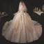 Classy Champagne Bridal Wedding Dresses 2020 Ball Gown Off-The-Shoulder Short Sleeve Backless Appliques Lace Sequins Beading Glitter Tulle Royal Train Ruffle