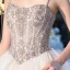 Luxury / Gorgeous Champagne Bridal Wedding Dresses 2020 Ball Gown Spaghetti Straps Sleeveless Backless Handmade  Beading Cathedral Train Ruffle