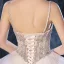 Luxury / Gorgeous Champagne Bridal Wedding Dresses 2020 Ball Gown Spaghetti Straps Sleeveless Backless Handmade  Beading Cathedral Train Ruffle
