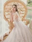 Champagne Outdoor / Garden Light Wedding Dresses 2020 A-Line / Princess Spaghetti Straps Sleeveless Backless Appliques Sequins Glitter Tulle Court Train Ruffle