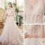 Champagne Outdoor / Garden Light Wedding Dresses 2020 A-Line / Princess Spaghetti Straps Sleeveless Backless Appliques Sequins Glitter Tulle Court Train Ruffle