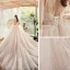 Luxe Champagne La Mariée Robe De Mariée 2020 Robe Boule Transparentes Col v profond Bretelles Spaghetti Sans Manches Dos Nu Appliques En Dentelle Perlage Glitter Tulle Chapel Train Volants