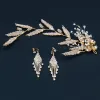 Elegant Gold Bridal Jewelry 2020 Alloy Beading Rhinestone Earrings Headpieces Bridal Hair Accessories