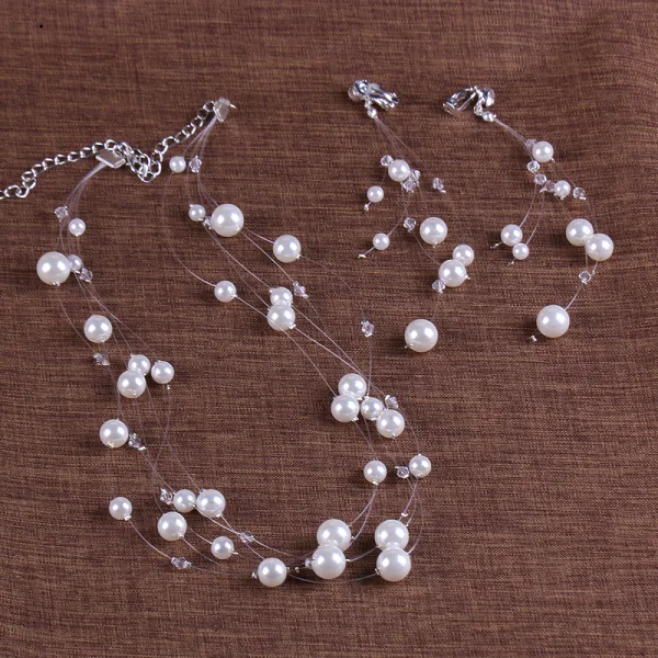 Chic / Beautiful Ivory Pearl Crystal Earrings Necklace Bridal Jewelry 2020 Wedding Accessories
