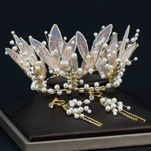 Charmant Doré Tiare Boucles D 039 Oreilles Bijoux Mariage 2020 Alliage Perle Faux Diamant Mariage Accessorize