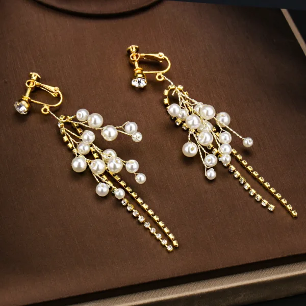 Charming Gold Tiara Earrings Bridal Jewelry 2020 Alloy Pearl Rhinestone Wedding Accessories