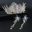 Elegant Gold Tiara Earrings Bridal Jewelry 2020 Metal Pearl Silk Flower Wedding Accessories