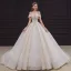 Elegant Champagne Bridal Wedding Dresses 2020 Ball Gown Off-The-Shoulder Short Sleeve Backless Appliques Lace Beading Sequins Glitter Tulle Cathedral Train Ruffle