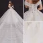 Elegant Champagne Bridal Wedding Dresses 2020 Ball Gown Off-The-Shoulder Short Sleeve Backless Appliques Lace Beading Sequins Glitter Tulle Cathedral Train Ruffle