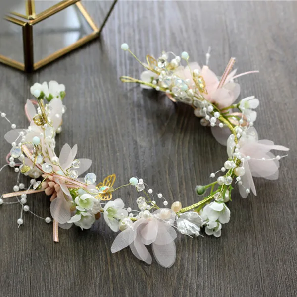 Fée Des Fleurs Rougissant Rose Bandeaux Accessoire Cheveux Mariage 2020 Alliage Lacer Fleur Perle Accessoire Cheveux Mariage Accessorize