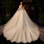 Romantic Champagne Bridal Wedding Dresses 2020 Ball Gown Off-The-Shoulder Short Sleeve Backless Appliques Lace Beading Sequins Glitter Tulle Chapel Train Ruffle