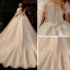 Romantic Champagne Bridal Wedding Dresses 2020 Ball Gown Off-The-Shoulder Short Sleeve Backless Appliques Lace Beading Sequins Glitter Tulle Chapel Train Ruffle