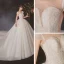 High-end Champagne Bridal Wedding Dresses 2020 Ball Gown See-through Scoop Neck Sleeveless Backless Beading Sequins Glitter Tulle Cathedral Train Ruffle