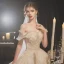 Élégant Champagne La Mariée Robe De Mariée 2020 Robe Boule De l'épaule Manches Courtes Dos Nu Appliques En Dentelle Paillettes Perlage Cathedral Train Volants