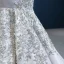 Vintage / Originale Gris Satin Tapis rouge Robe De Soirée 2020 Trompette / Sirène Transparentes Encolure Dégagée Gonflée Manches Longues Appliques En Dentelle Perlage Paillettes Longue