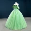 High-end Green Prom Dresses 2020 Ball Gown Strapless Sleeveless Floor-Length / Long Ruffle Backless Formal Dresses