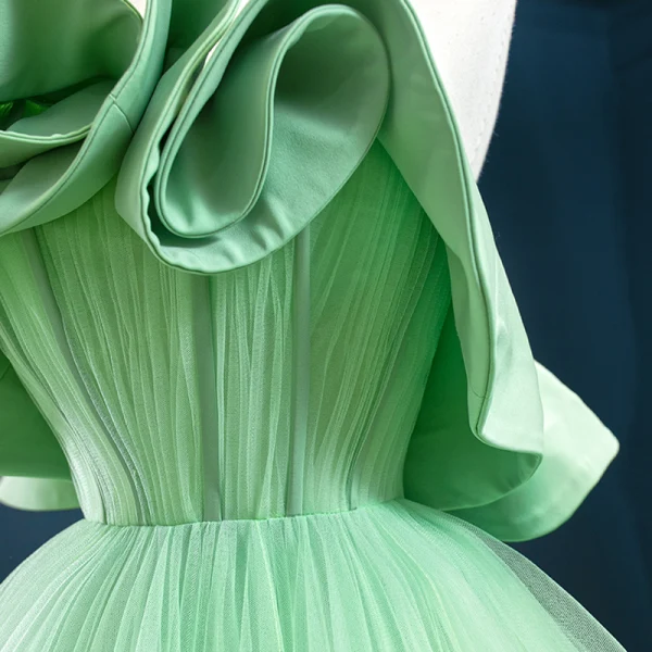 High-end Green Prom Dresses 2020 Ball Gown Strapless Sleeveless Floor-Length / Long Ruffle Backless Formal Dresses