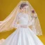 Vintage / Retro White Satin Bridal Wedding Dresses 2020 Ball Gown Scoop Neck Puffy Long Sleeve Backless Appliques Lace Beading Cathedral Train Ruffle