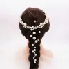 Chic / Belle Doré Accessoire Cheveux Bandeaux Boucles D'Oreilles Bijoux Mariage 2020 Alliage Perle Faux Diamant Mariage Accessorize