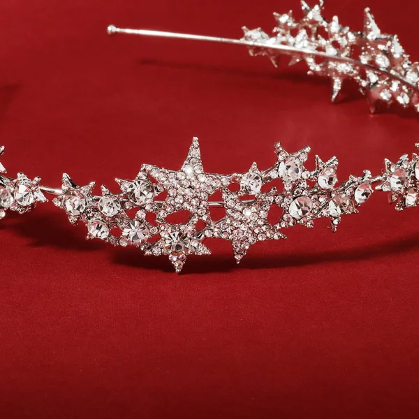 Fine Sølv Rhinestone Stjerne Hårbøyle Har Tilbehor 2020 Metall Hodepynt Bryllup Tilbehør