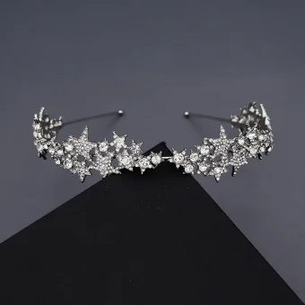 Chic Beautiful Silver Rhinestone Star Hair Hoop Bridal Hair Accessories 2020 Metal Headpieces Wedding Accessories