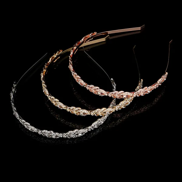Klassisk Sølv Hårbøyle Har Tilbehor 2020 Metall Rhinestone Hodepynt Bryllup Tilbehør