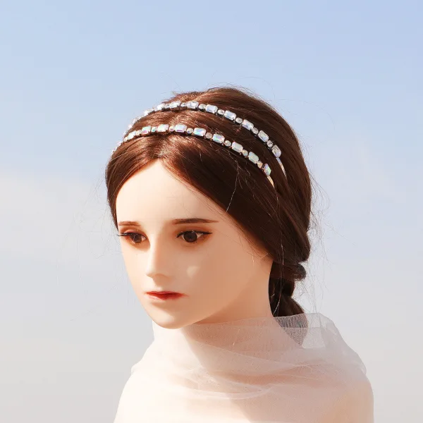 Snygga / Fina Guld Hair Hoop Brud Huvudbonad 2020 Metall Rhinestone Hårsmycken Tillbehör
