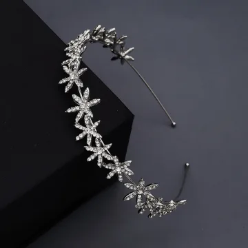 Simple Argenté Faux Diamant Fleur Cerceau De Cheveux Accessoire Cheveux Mariage 2020 Métal Accessoire Cheveux Mariage Accessorize