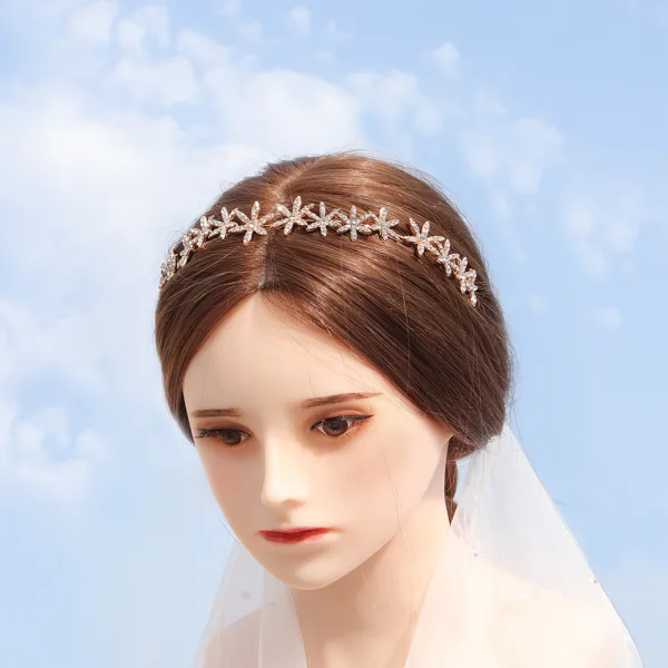 Enkla Silver Rhinestone Blomma Hair Hoop Brud Huvudbonad 2020 Metall Hårsmycken Bröllop Tillbehör