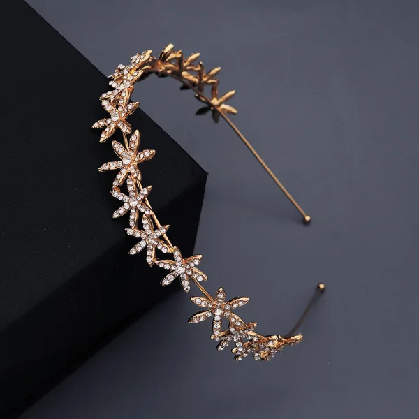 Enkla Silver Rhinestone Blomma Hair Hoop Brud Huvudbonad 2020 Metall Hårsmycken Bröllop Tillbehör